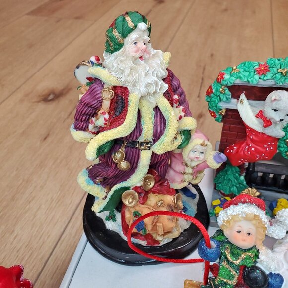 Vtg Lot of 10 Christmas Figurines Statues Holiday Ornaments Table Decor Santa - Picture 11 of 16